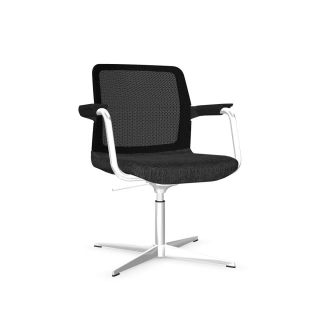 WIND 4-star base konferencestol, Dark grey - poleret aluminium 