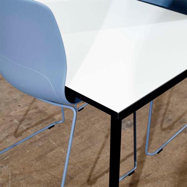GATE kantinebord - l. 140 x b. 80 cm. - Hvid CPL-laminat m. sort ABS-kant
